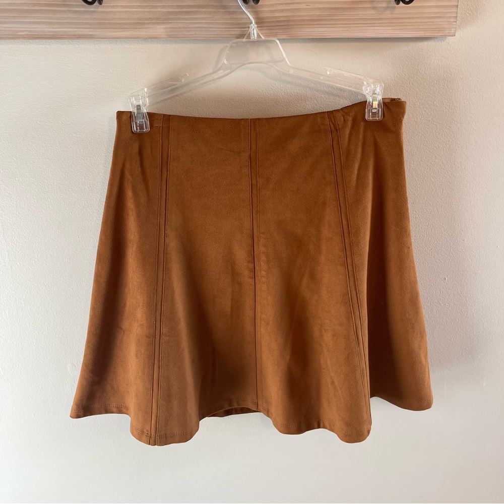 LOFT Suede Flared Chestnut Brown Skirt. Size 2.